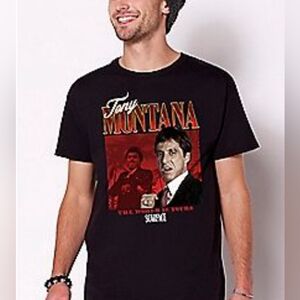 New! Scarface Tony Mantana Graphic Black Short Sleeve T-Shirt